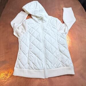 White Hooded Quilted Puffer Jacket XL